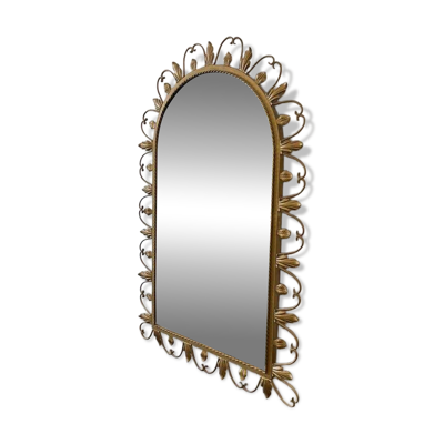 Miroir vintage doré décor de feuilles