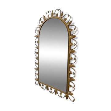 Miroir vintage doré décor de feuilles