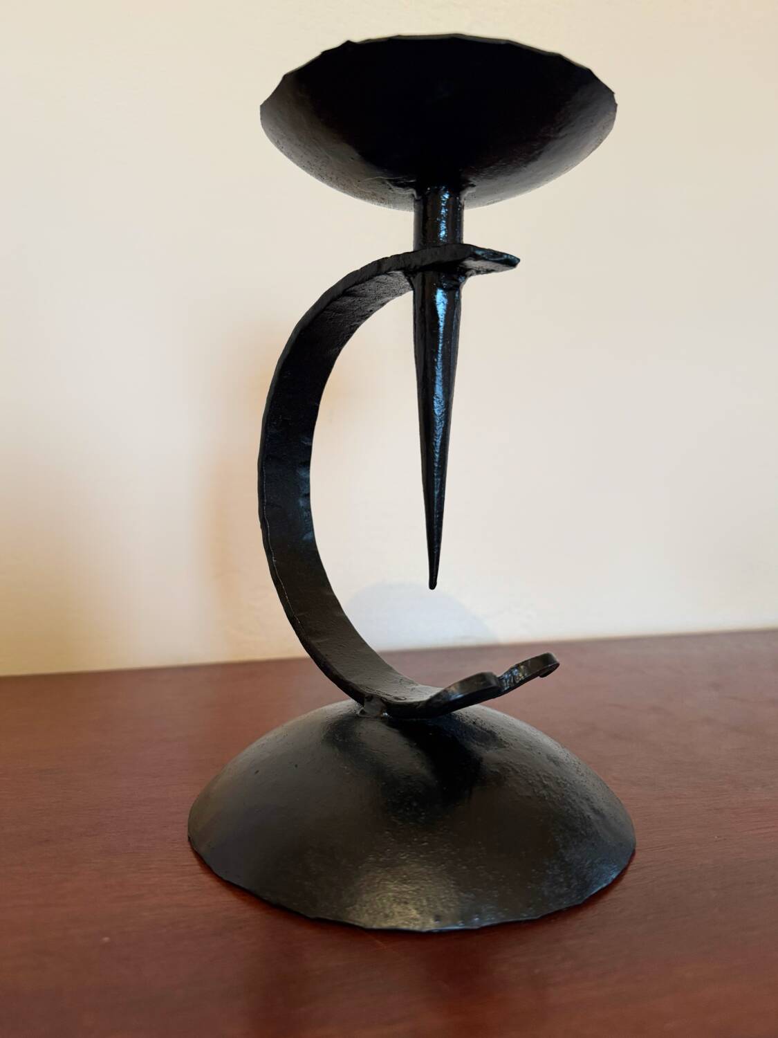 Brutalist wrought iron candle holder from the 60s