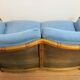 Colonial sofa two places in cannage and carved wood