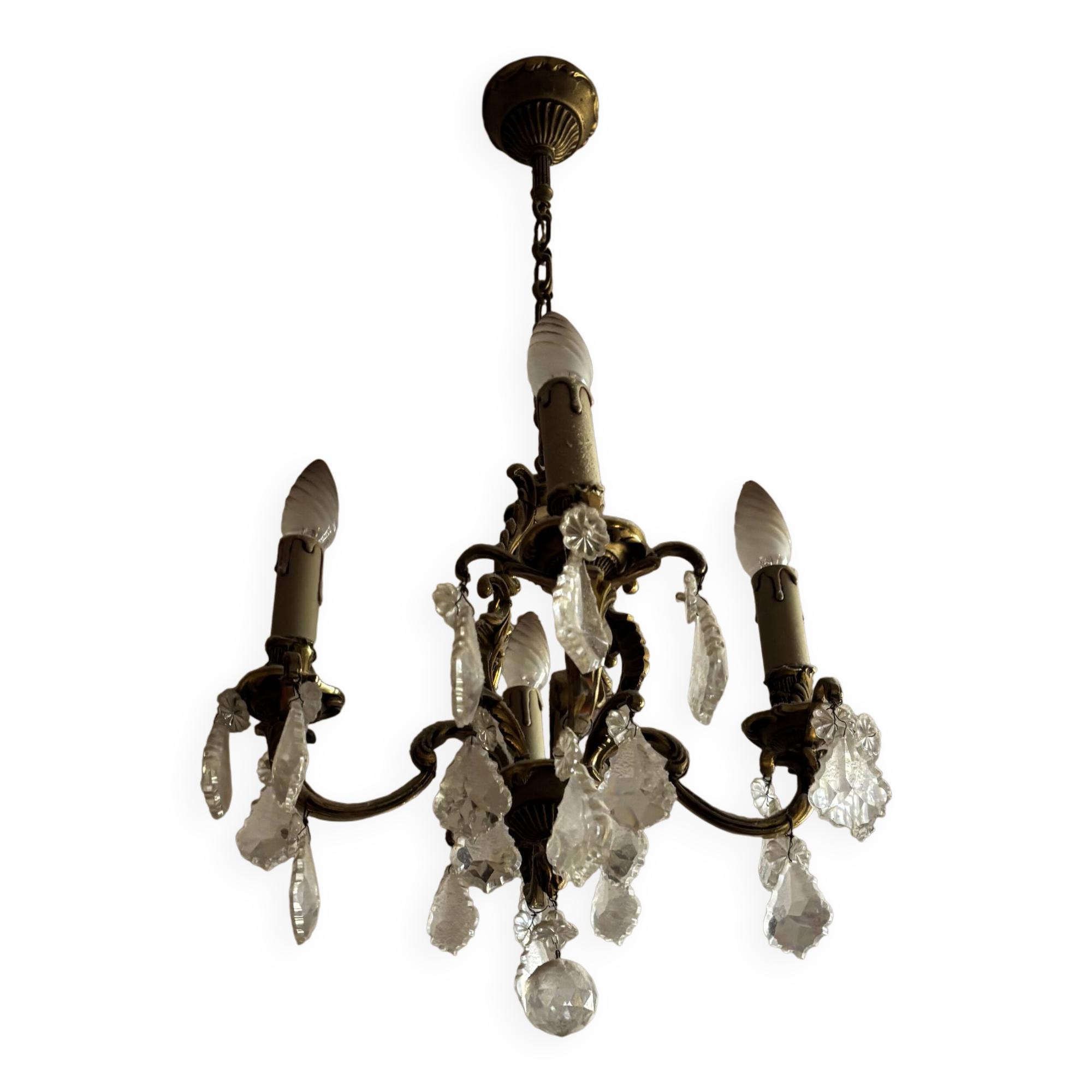 5-arm crystal chandelier in Louis XV style