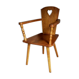 Fauteuil Art-populaire années 50 en bois massif