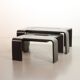 Square Black Lacquered Plywood Coffee Table with Smoked Glass Panel, 1970s