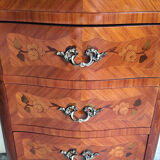 Chiffonnier Louis XV marquetry and marble