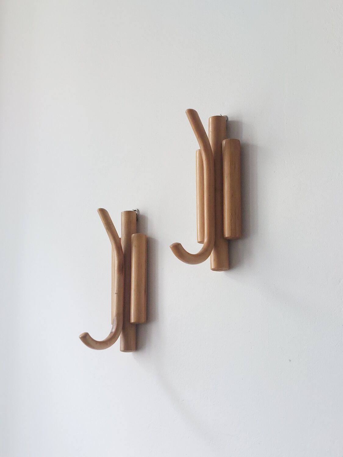 Porte-manteaux muraux vintage en bambou du milieu du siècle