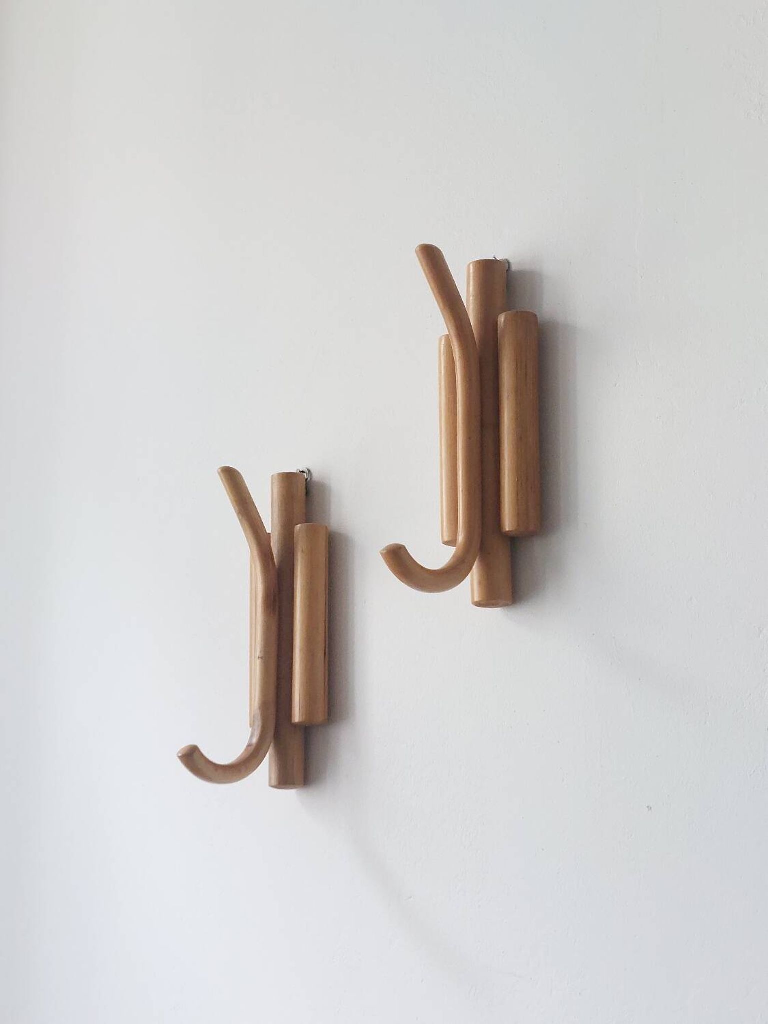 Porte-manteaux muraux vintage en bambou du milieu du siècle