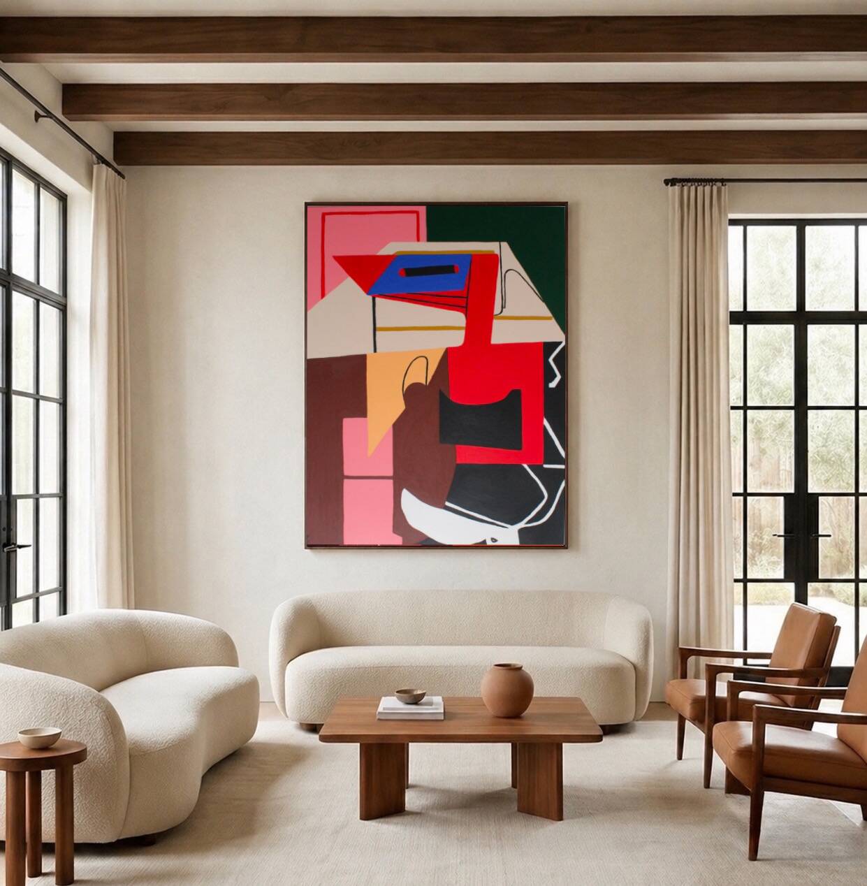 Signed colourful geometric abstract art