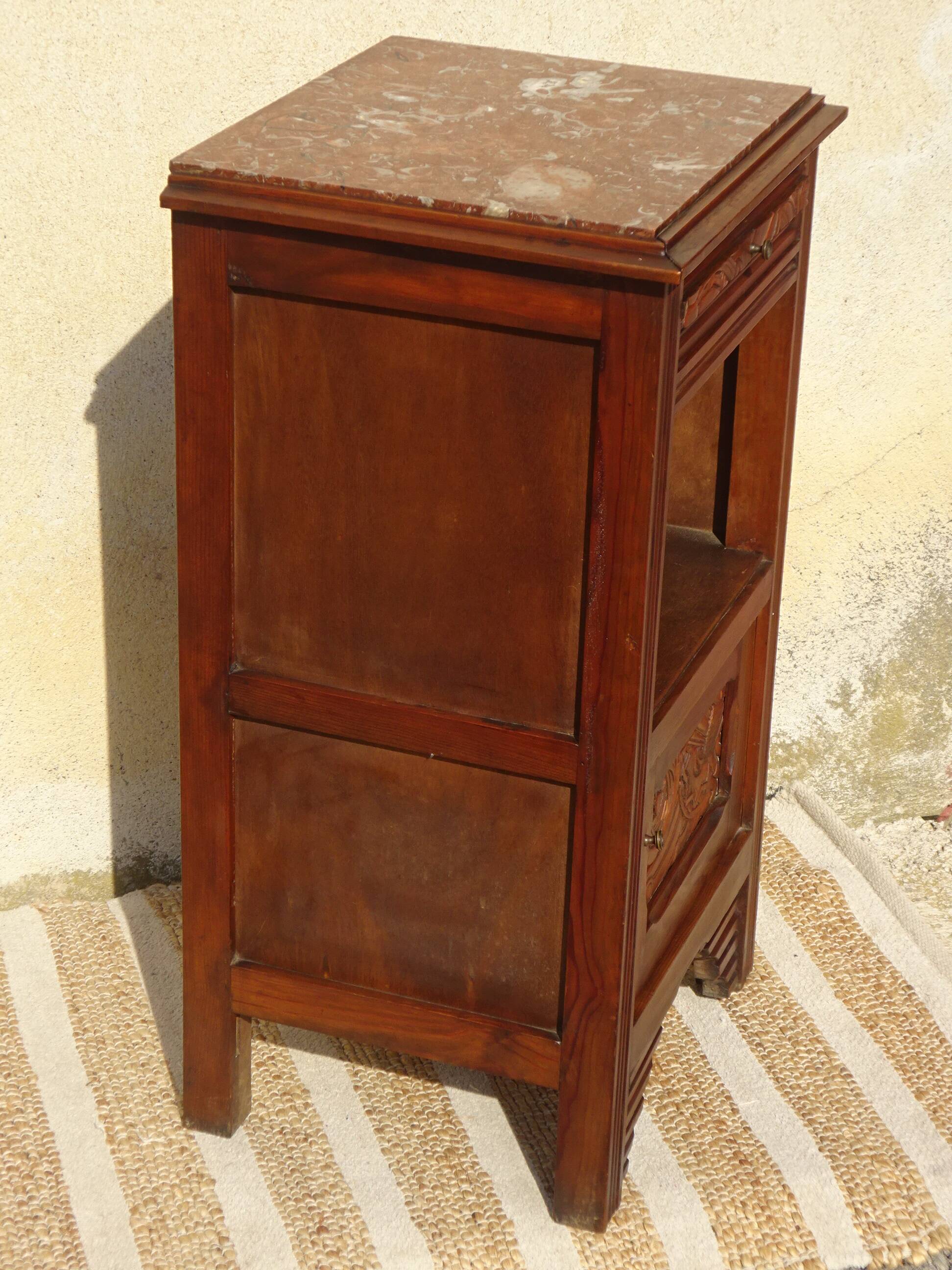 Art Deco period bedside table with marble top