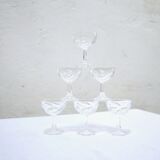 Série de 6 coupes à champagne vintage en cristal