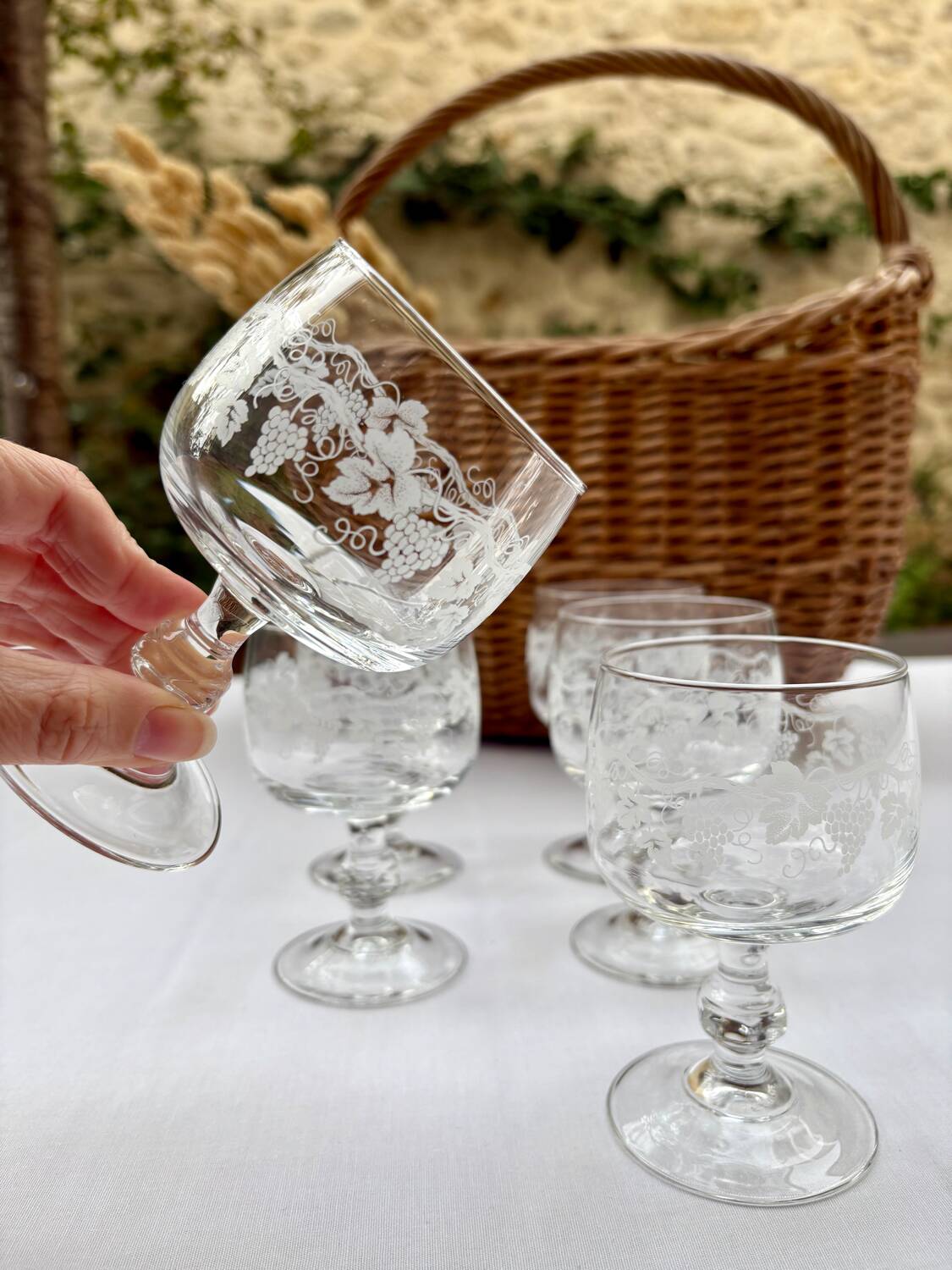 6 Luminarc vine shoot wine glasses