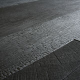 Table basse chêne massif finition bois brûlé — shou-sugi-ban
