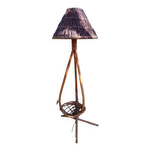 lampadaire en rotin années