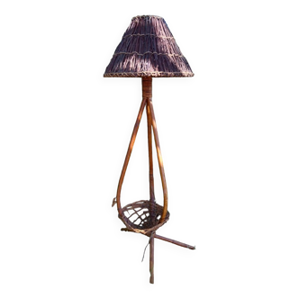 Rattan floor lamp from the 60s
