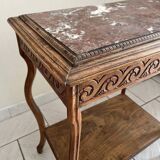 Art Deco wooden and marble side table