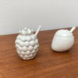 Vintage German porcelain jam pot with lid and spoon from Krömer Porzellan, 1970s, set of 2.