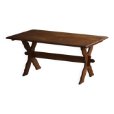 Table à manger chêne massif avec base en croix par ébéniste danois, milieu du 20e siècle