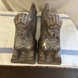 Old pair of slotted andirons