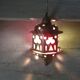 Suspension lantern in moucharabieh brass, colored windows