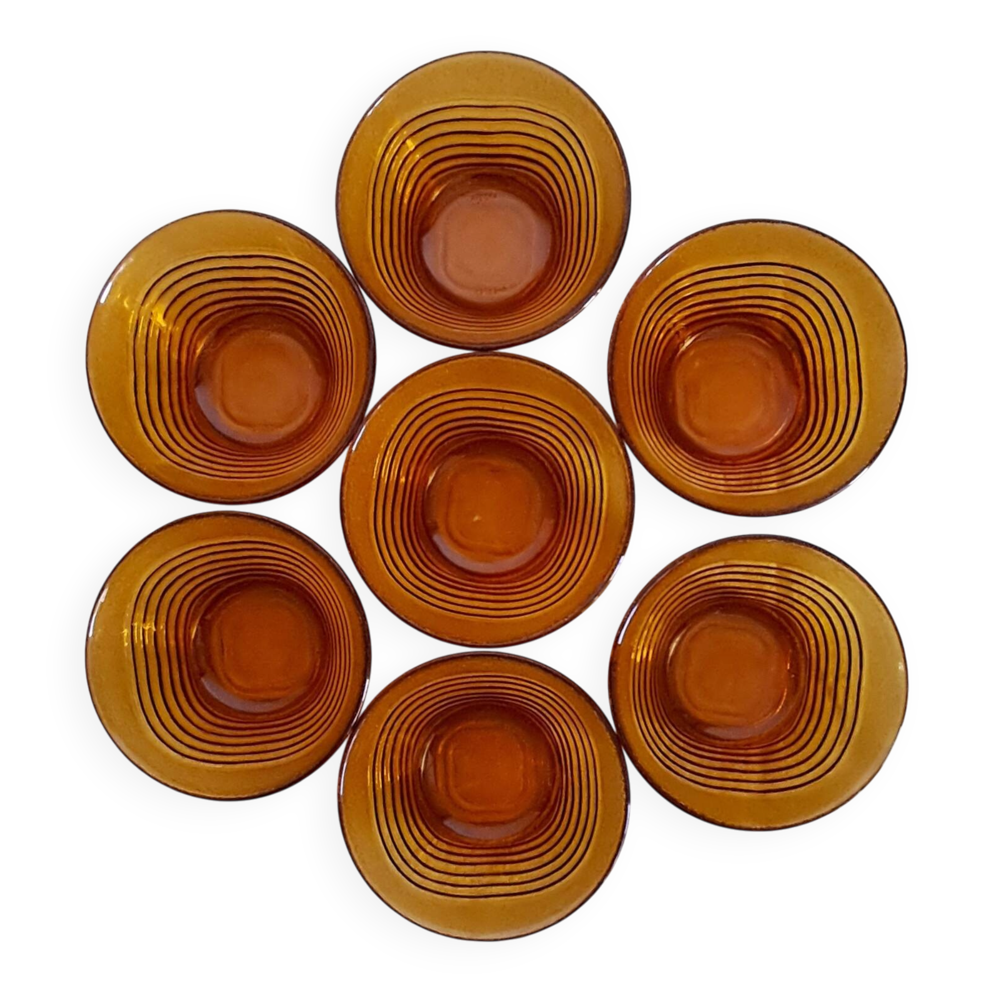 Amber glass bowls Duralex. Vintage