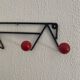 Vintage coat rack 1960 red balls 4 hooks - 44 x 13 cm