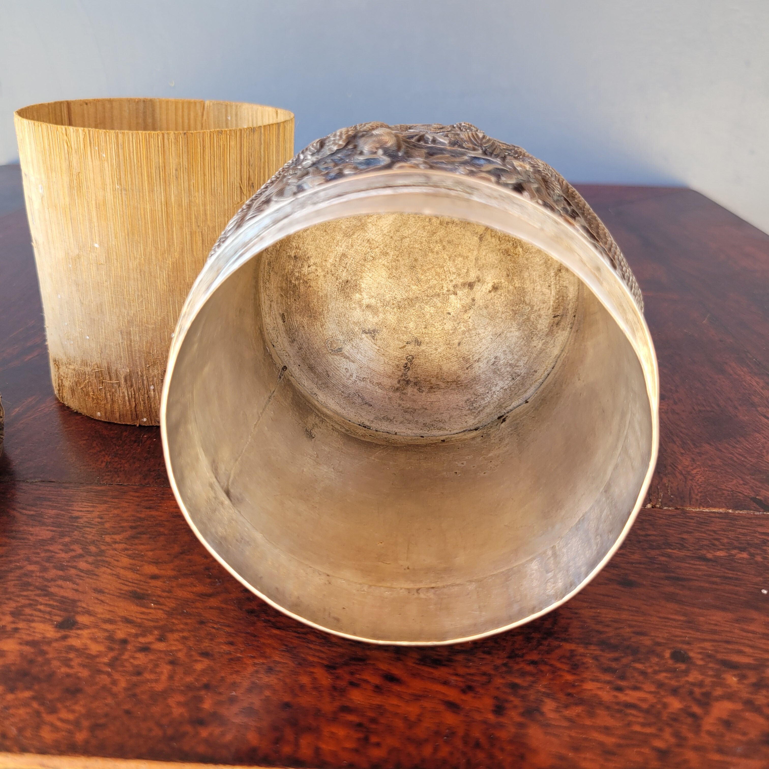 Chiseled Solid Silver Tea Box Vietnam