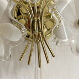 Pair of Italian floral wall lights in opaline glass, Murano style.