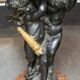 Bronze and marble guéridon, Psyche and Cupid, Auguste Moreau (1834-1917)