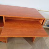Elegant, functional Gautier desk - Large drop-leaf top - 2 drawers - Sliding shelf - 1990s