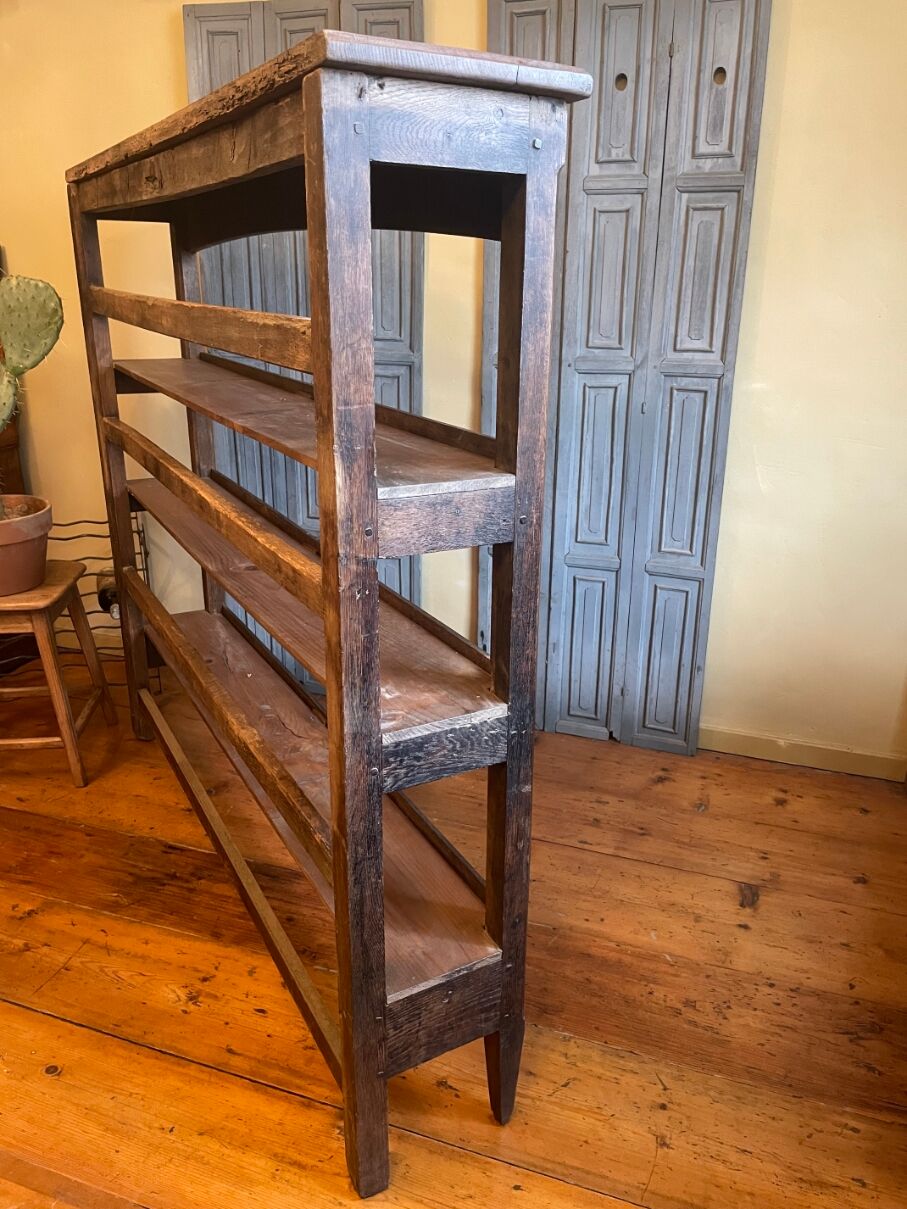 Baker's shelf, kitchen shelf, collection shelf from the early 19th century, oak.