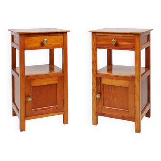 Pair of Art Deco Nightstands in wood, France 1940s