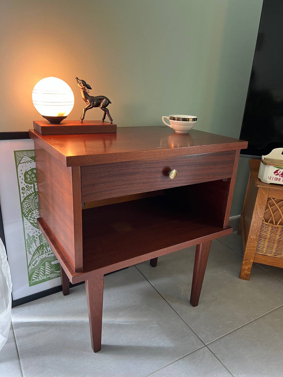 Vintage wooden bedside table