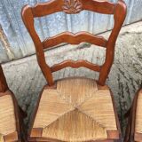 6 rush-seated chairs in solid cherry wood in Louis XV style