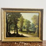Oil painting on canvas depicting a forest