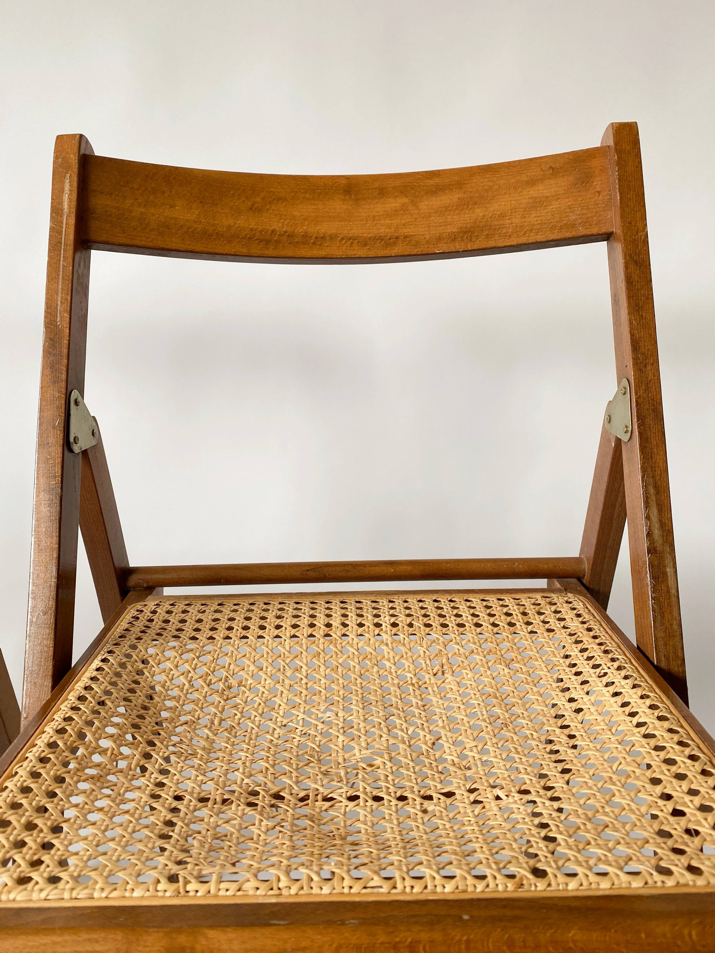 Pair folding chairs caning