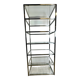 1980s stainless steel and glass bookcase shelf