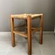 Wooden stool with straw seat