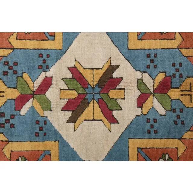 1970s Vintage Turkish Oushak Handmade Wool Cotton Orange Area Rug 175x329