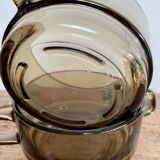 2 vintage smoked glass bowls
