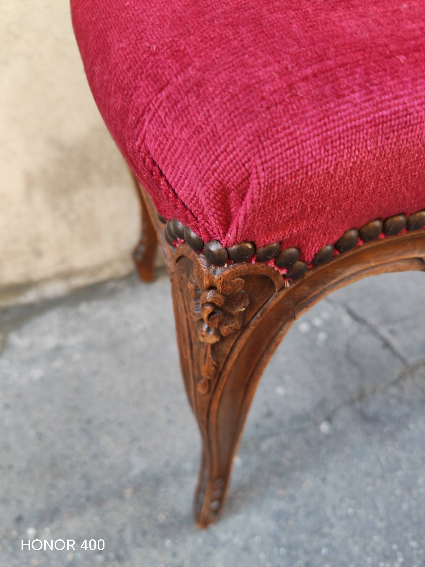 Louis XV style walnut bedroom chair, circa 1900.