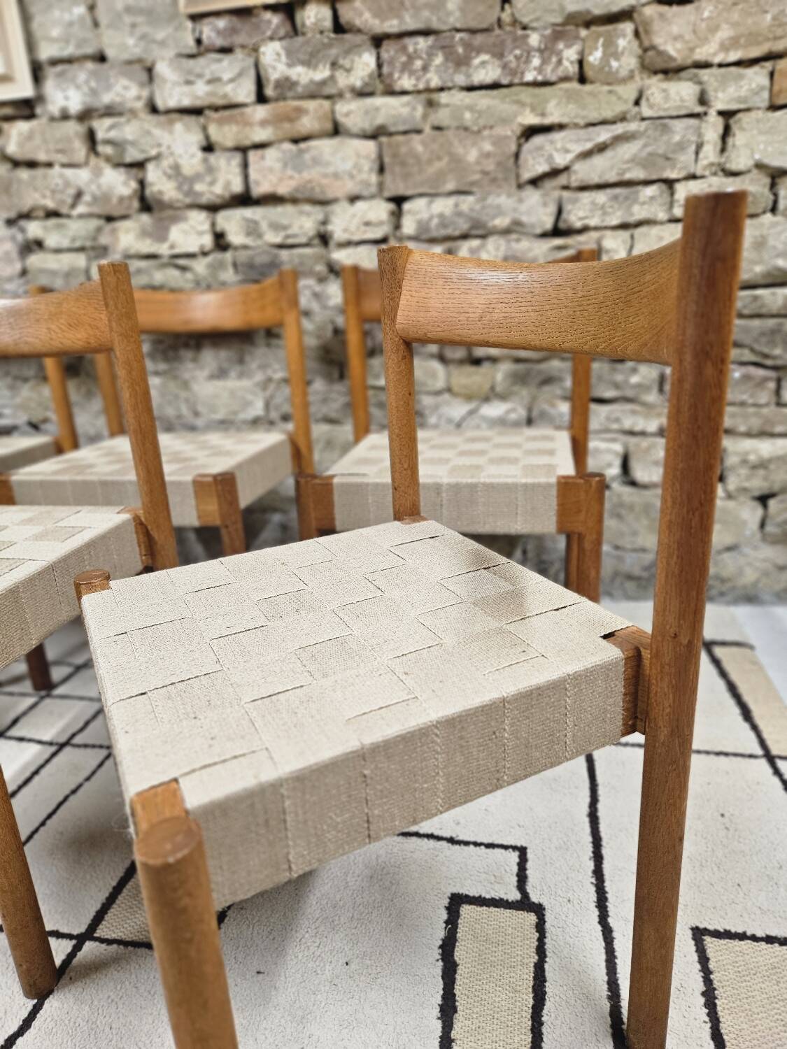 6 Scandinavian chairs 1960" braided straps