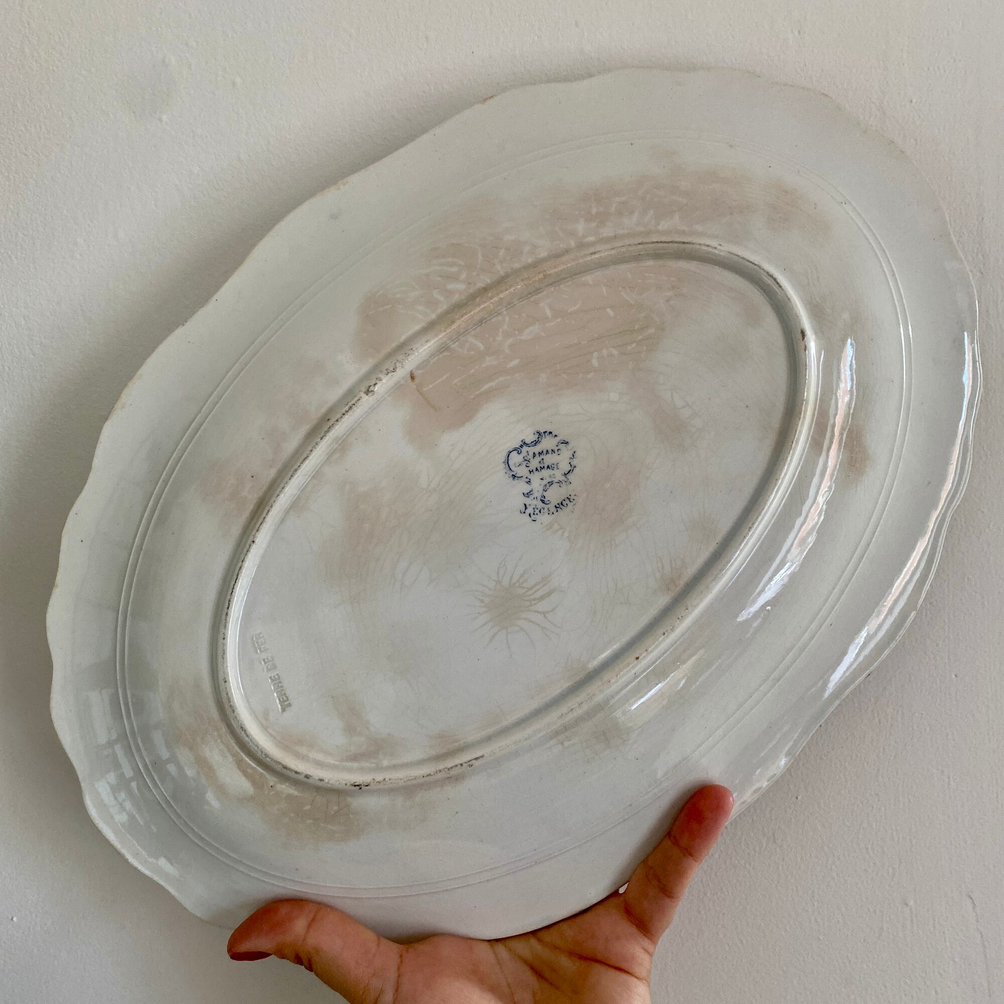 Set of 2 raviers, vintag dishes in iron earth, Regency model of Saint Amand