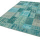 Handmade turkish overdyed 204 cm x 303 cm turquoise patchwork carpet