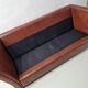 Vintage striped brown orange leather sofa (210 cm x 88 cm)