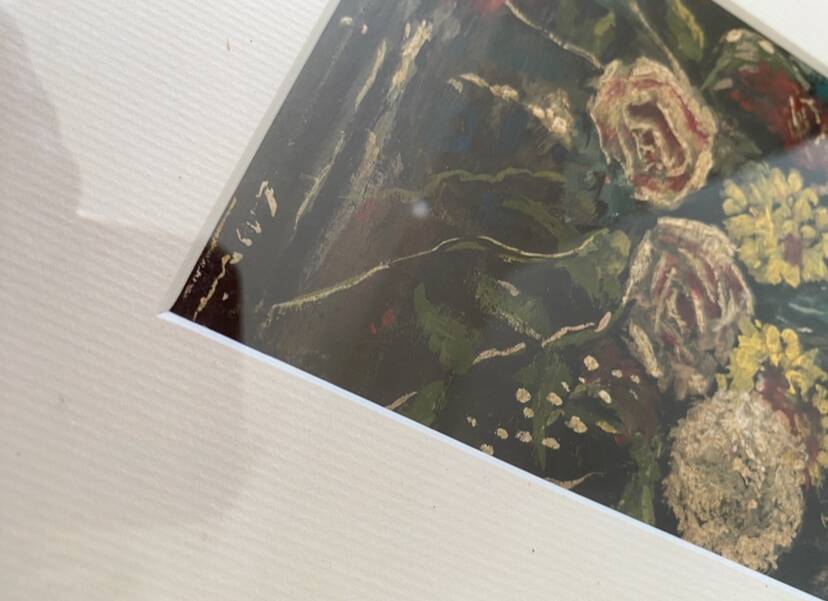 Still life oil under glass