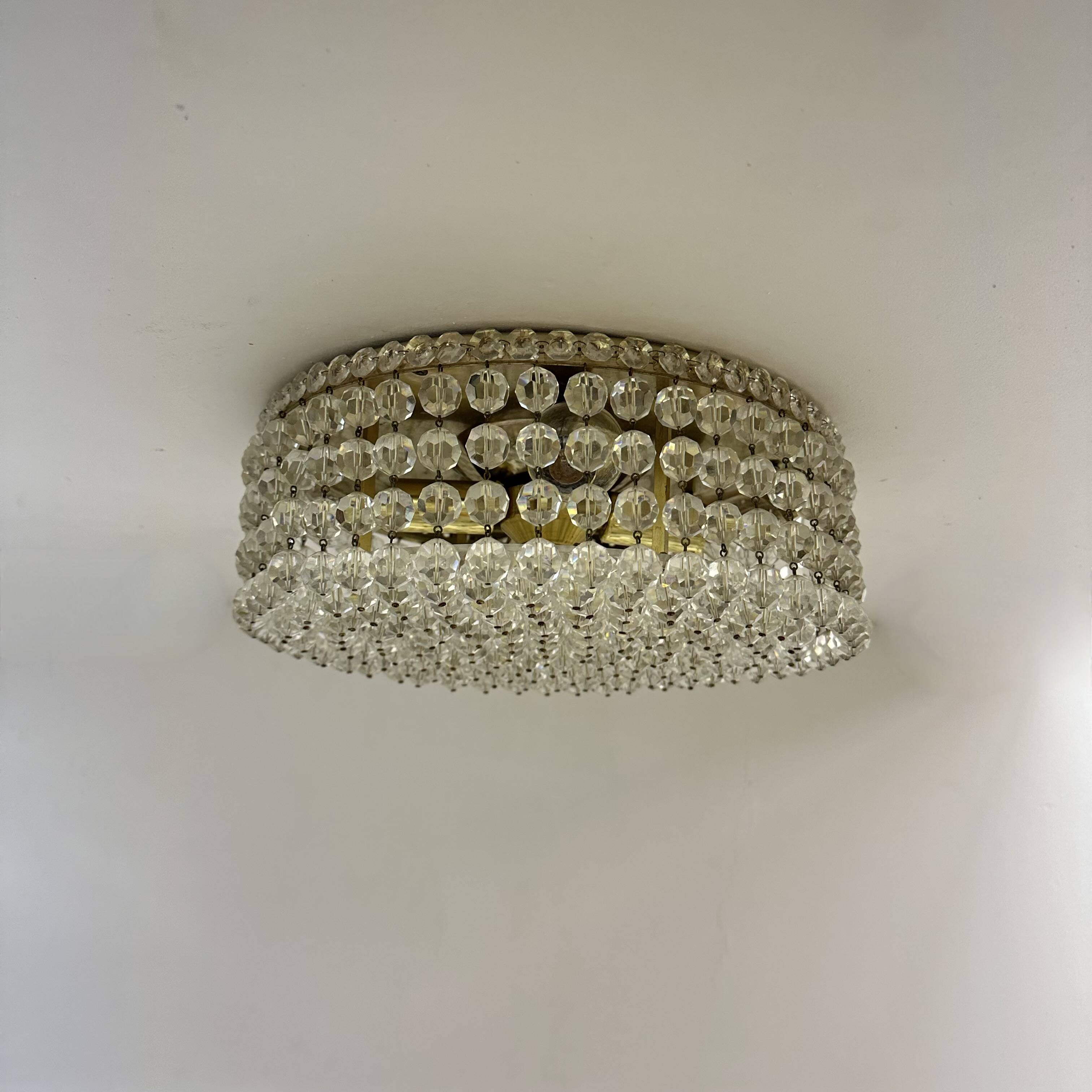 Plafonnier avec cristaux Swarovski, années 1970