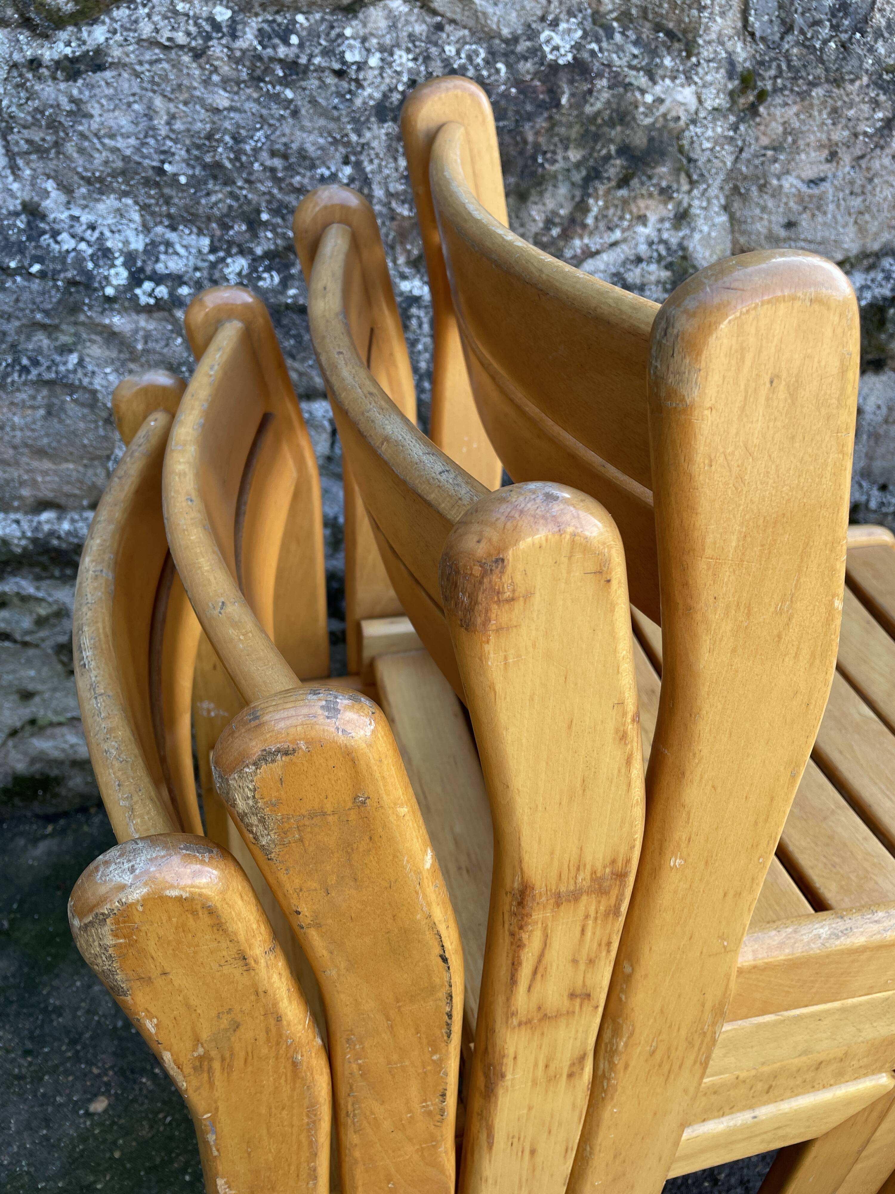 Suite of 8 solid beech chairs