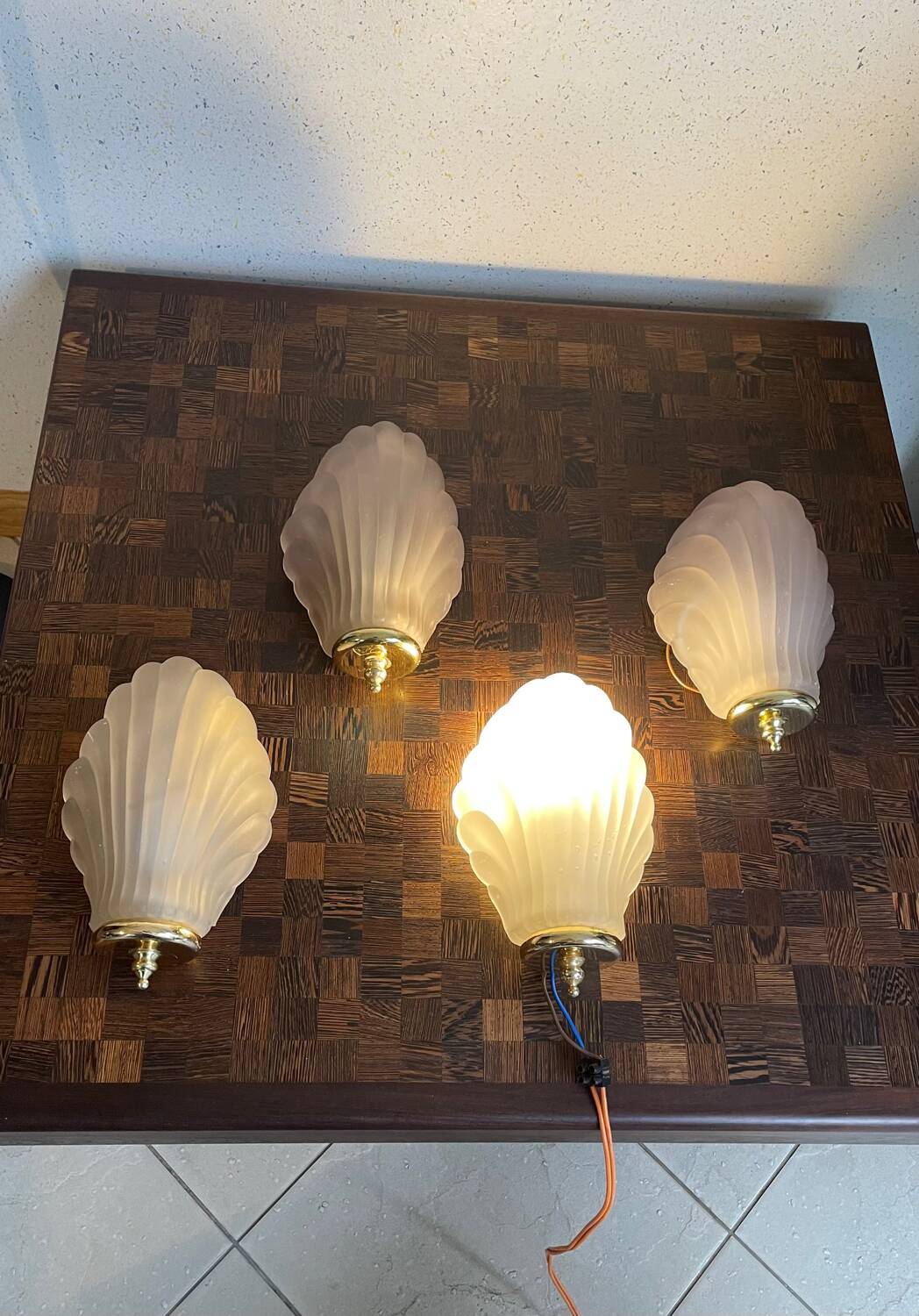 Art Deco shell wall sconces