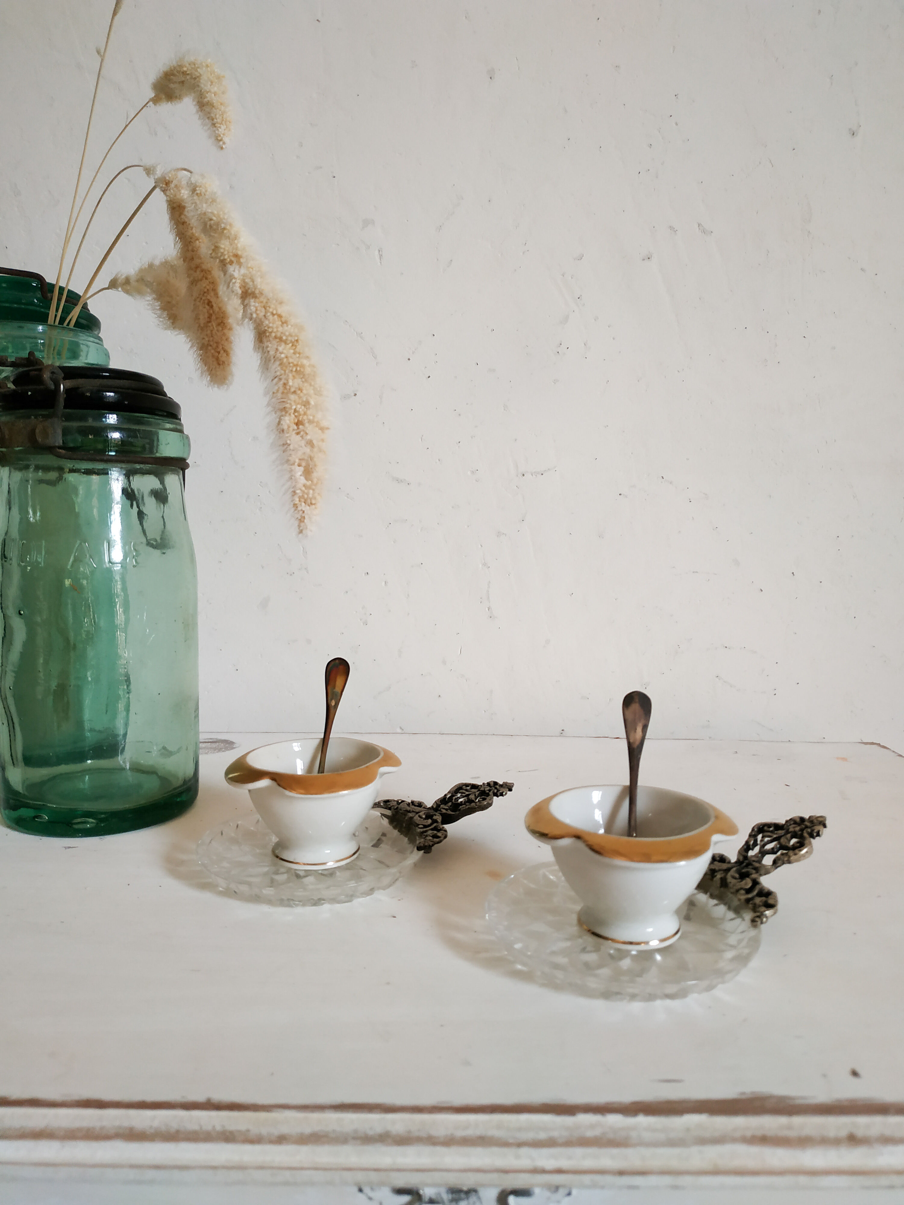 Silver and porcelain cockroaches