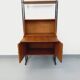 Vintage modular secretary bookshelf in teak and metal.