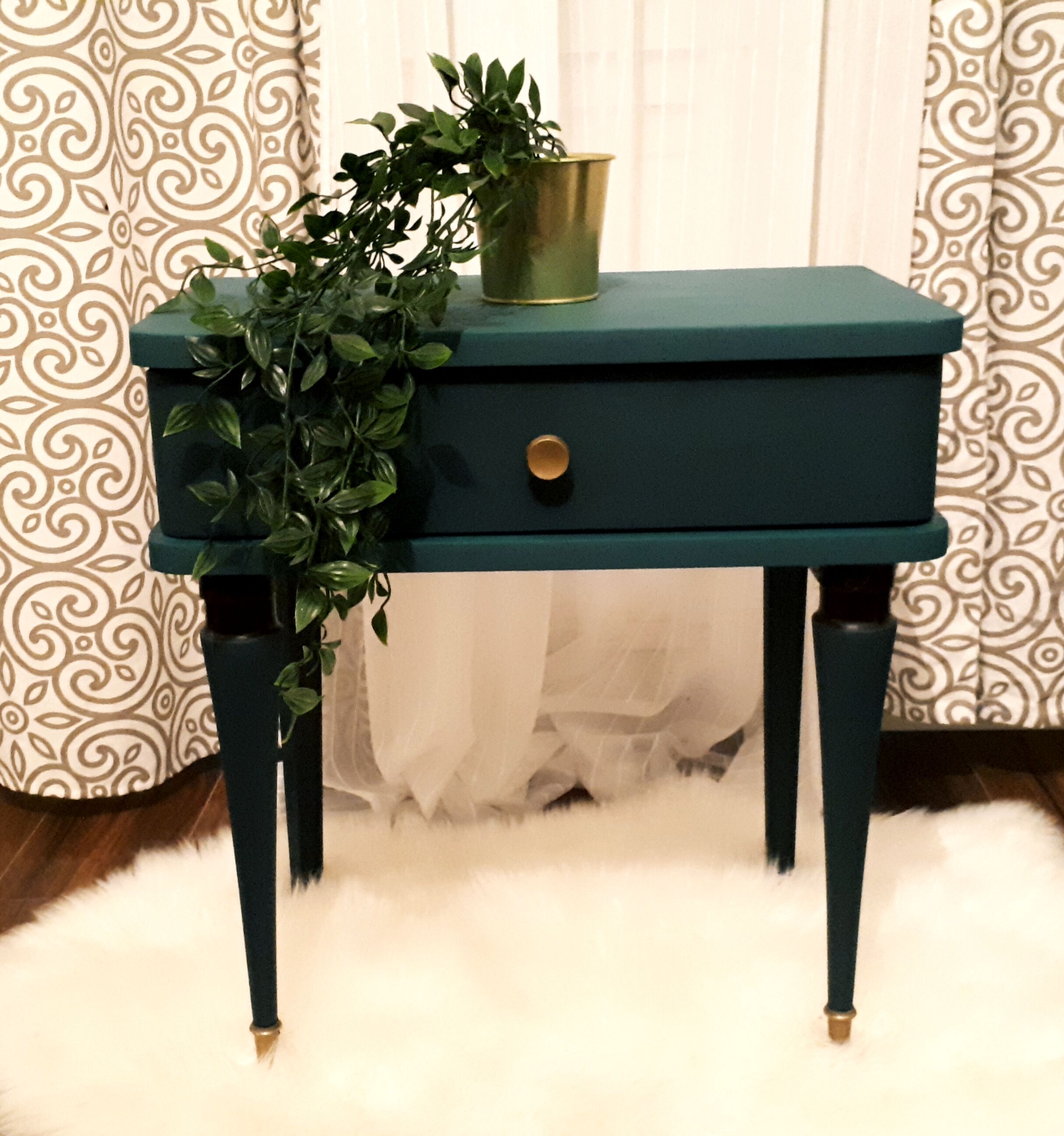 Table de chevet bleu vintage, années 50/60